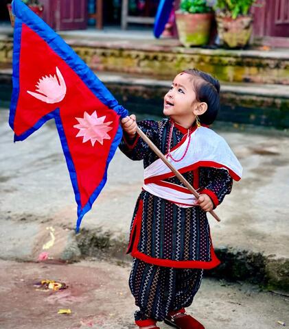 Newari dress with national flage Newari dress with national flage